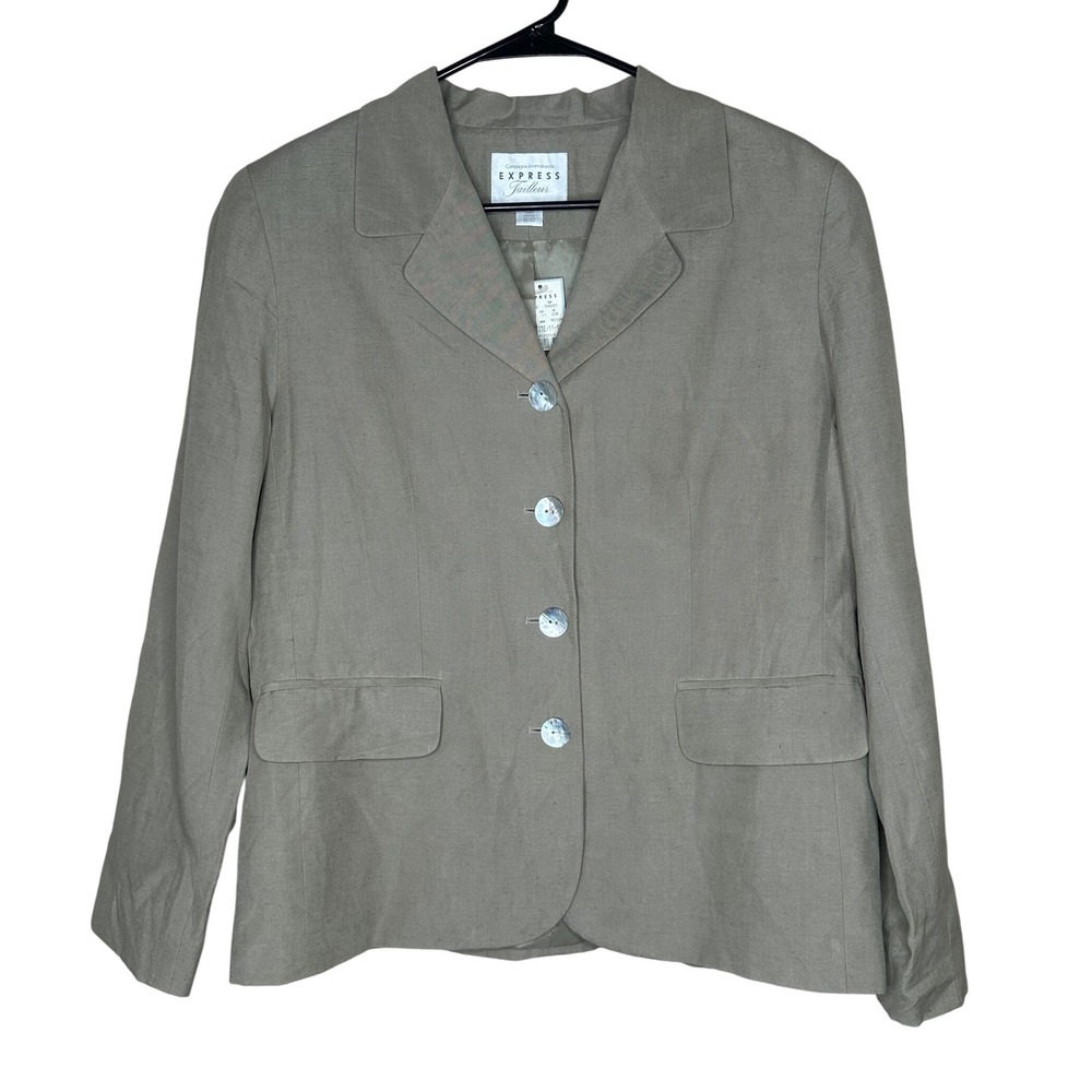 Compagnie‎ Internationale Express NWT VTG Silk/Linen Blazer Size 11/12 P Beige